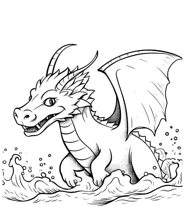 Трафарет дракона карандашом