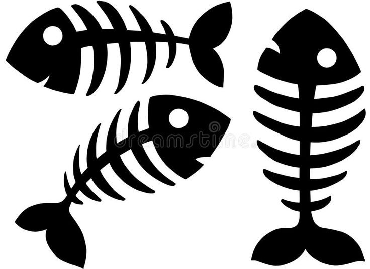 Трафарет скелета рыбки