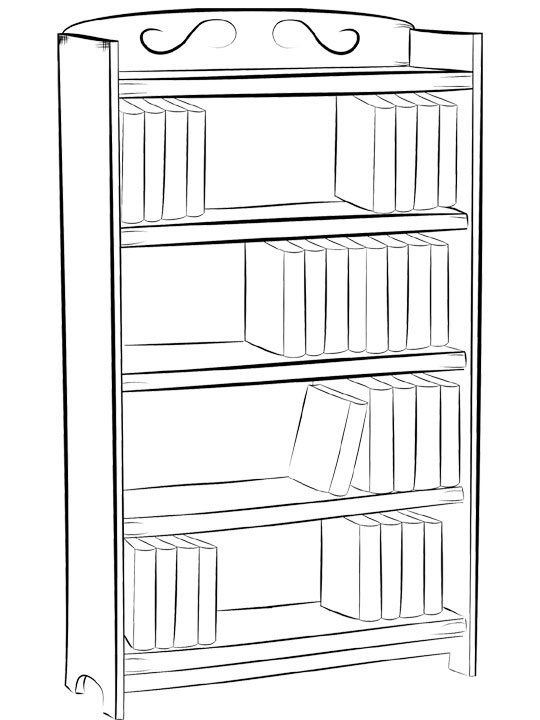 Книжный шкаф раскраска для детей