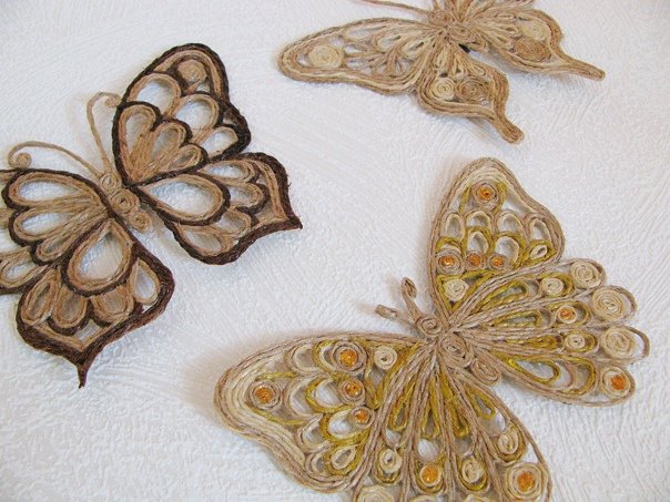 Бабочка из джута филигрань