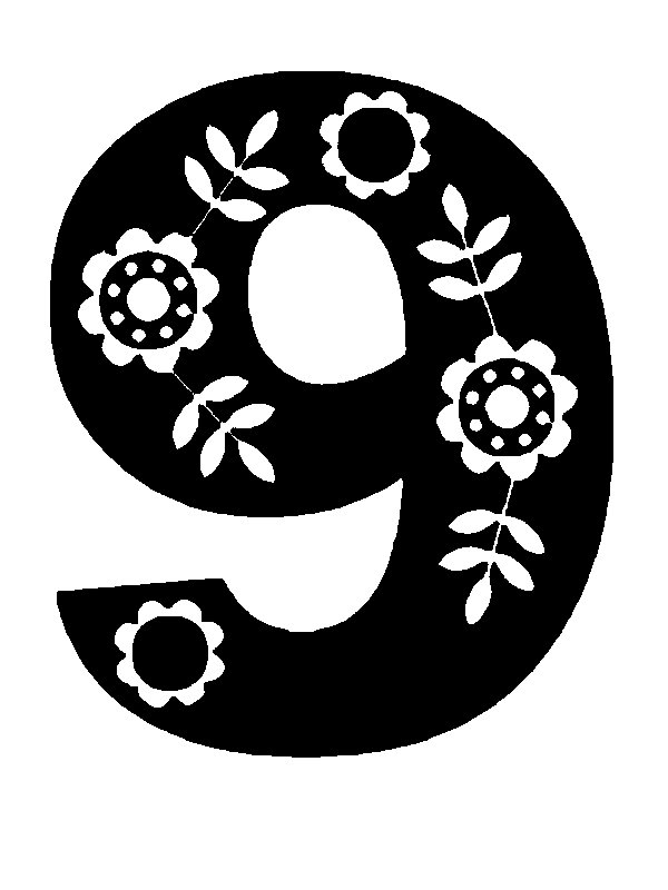 Цифра 9 трафарет
