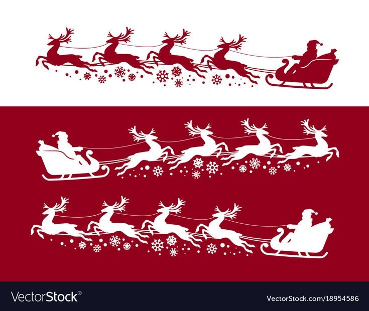 Олени с упряжкой новогодние вектор
