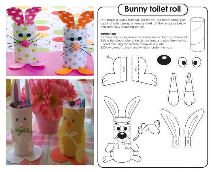 Заяц из втулки от туалетной бумаги