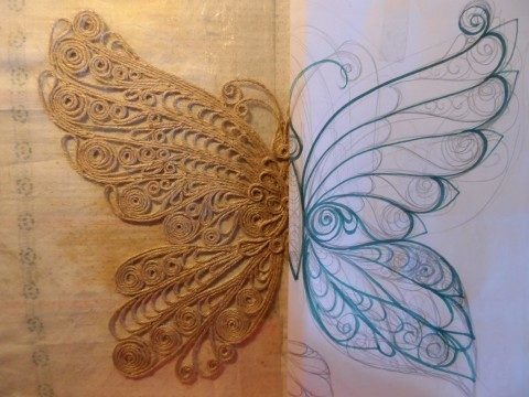 Бабочка из джута филигрань