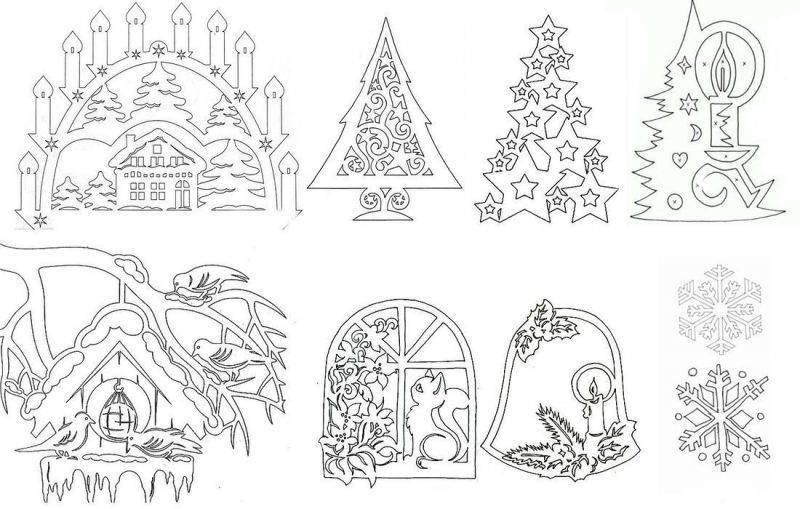 Вытынанки на окна новогодние