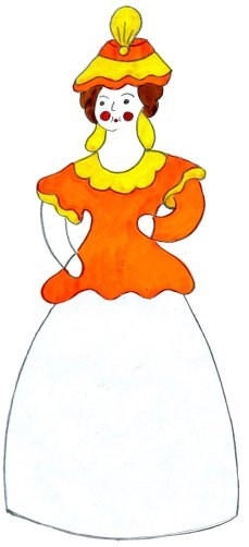 Дымковская Барыня трафарет