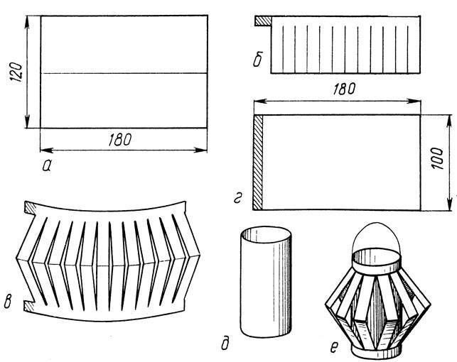 Схема бумажного фонарика