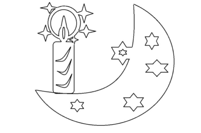 Луна Новогодняя трафарет