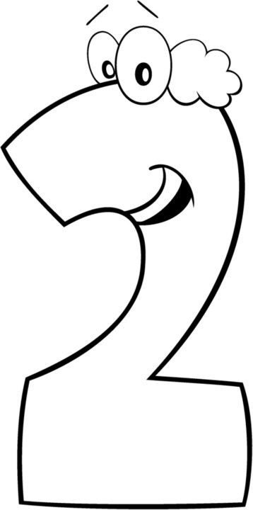 Цифра 2 для раскрашивания для детей