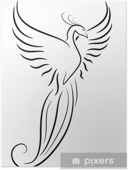 Птица Феникс трафарет