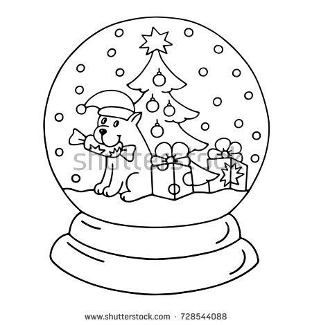 Новогодний шар со снегом раскраска для детей