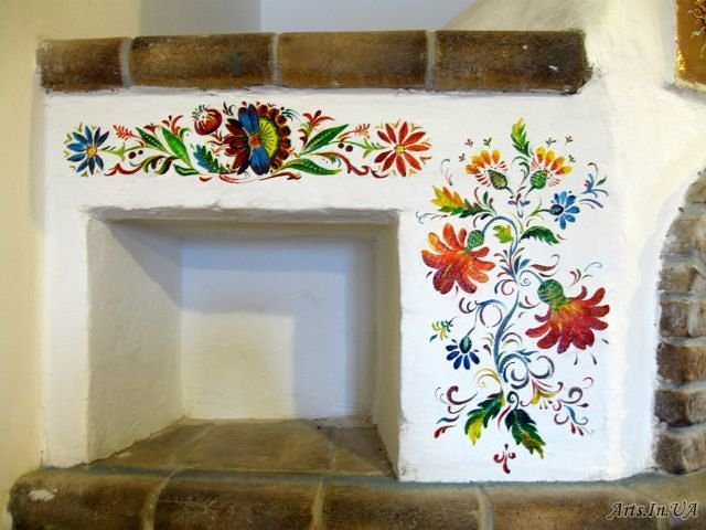 Урало Сибирская роспись на печи