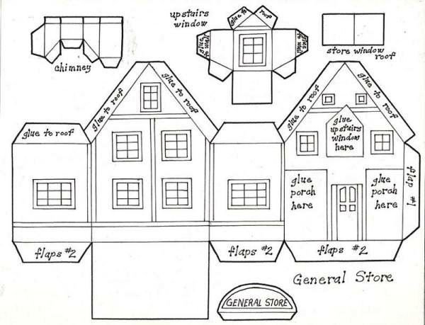 Чертеж новогоднего домика из картона