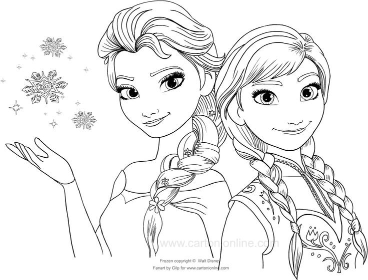 Раскраска Анна и Эльза Холодное сердце