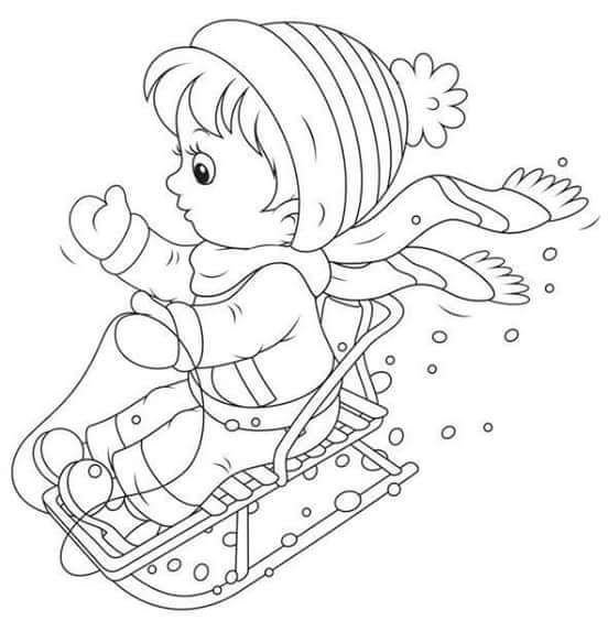 Санки раскраска для детей
