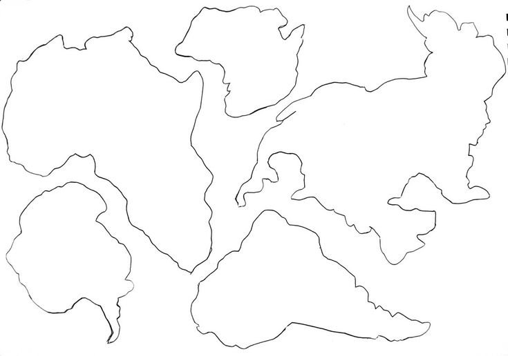 Контуры материков для детей
