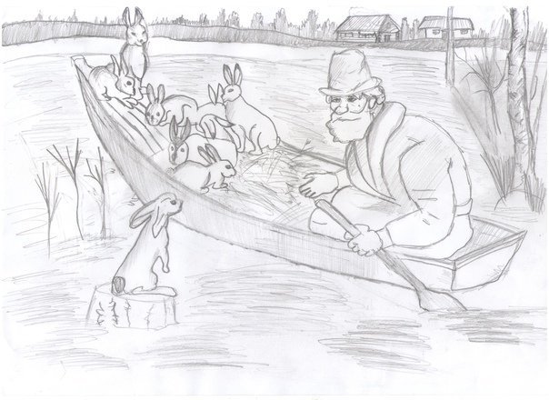 Дед Мазай и зайцы раскраска