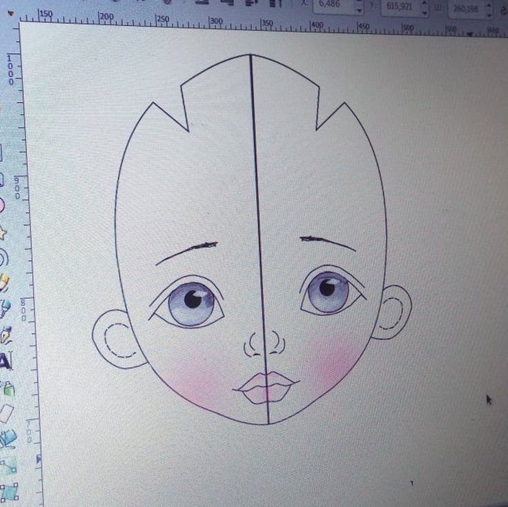 Трафарет для рисования лица текстильной куклы