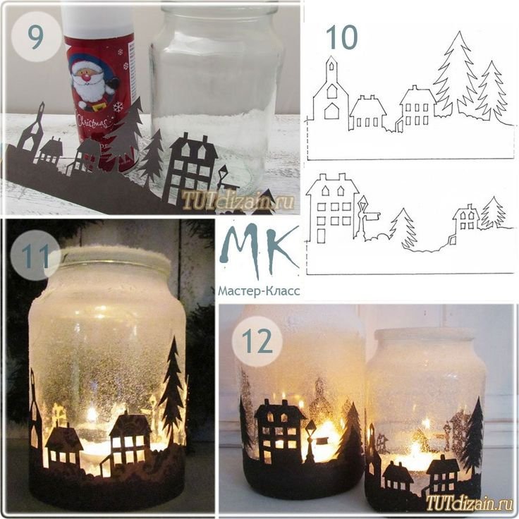 Трафарет на подсвечник из стеклянной банки