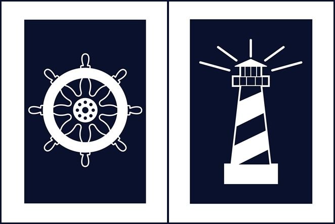 Трафареты для декора в морском стиле