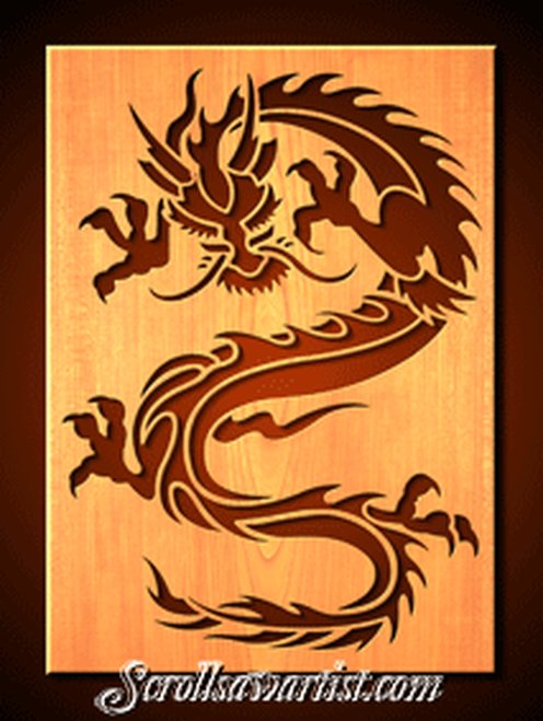 Прорезная резьба по дереву дракон