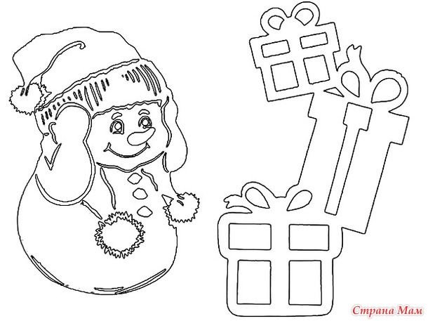 Трафареты на окна на новый год