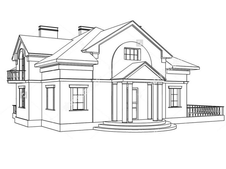 Современный дом рисунок