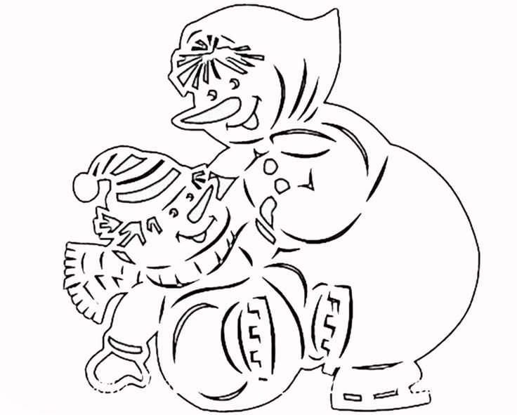 Зимние трафареты на окна Снеговик