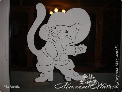 Вытынанка кот Матроскин новогодний