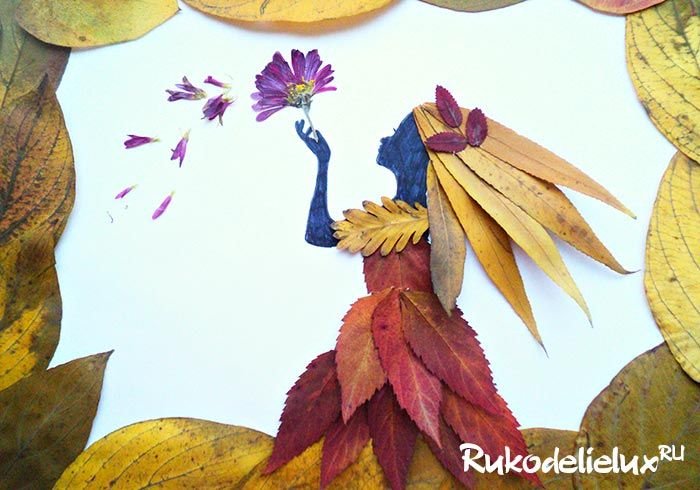 Аппликация из листьев на тему осень