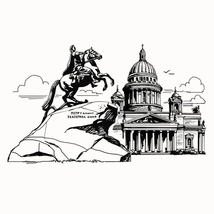Исаакиевский собор и медный всадник в Санкт-Петербурге