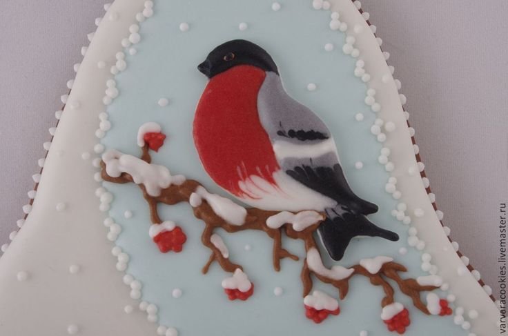 Украшение пряников на новый год Снегири