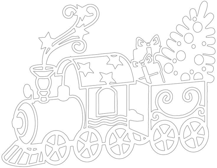 Вытынанки паровозик новогодний