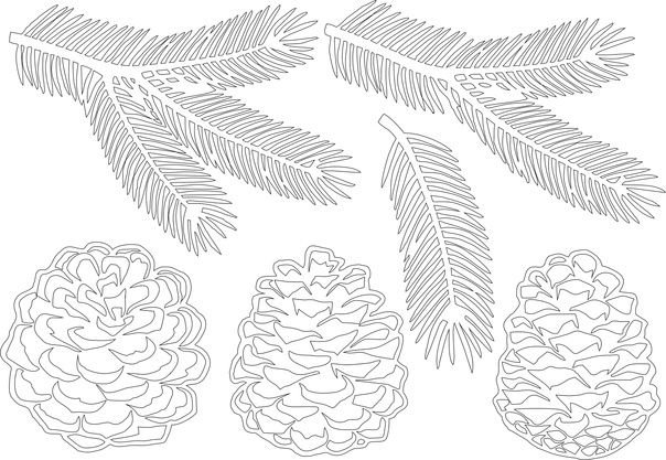 Вытынанки еловые веточки