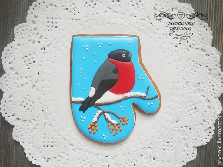 Имбирный пряник Снегирь на ветке