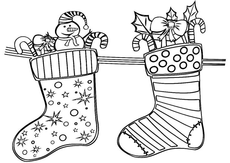 Новогодний носок раскраска