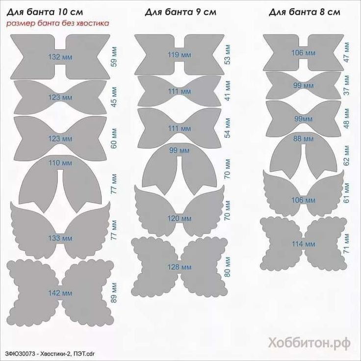Шаблоны для бантиков с размерами