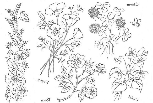 Цветочные узоры для вышивки гладью