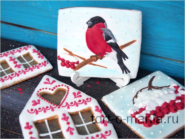 Пряничный домик со снегирем