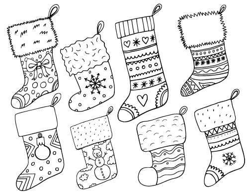Рождественский носок раскраска