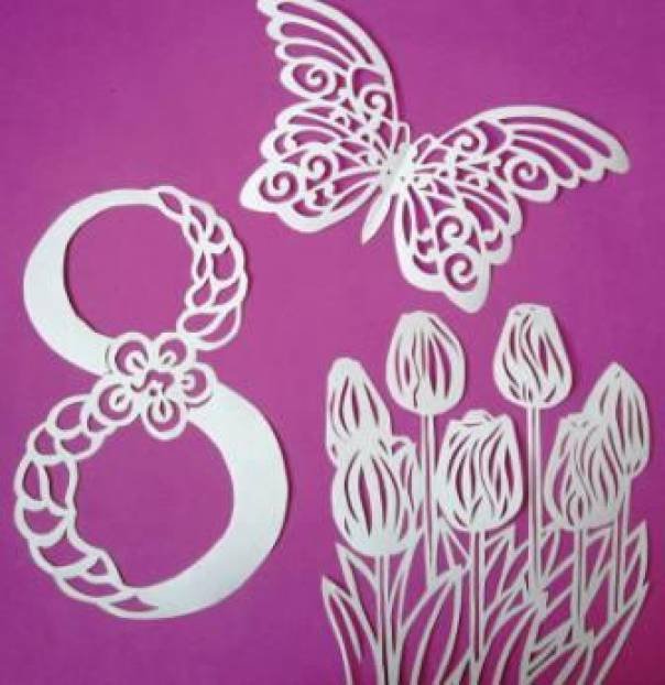 Трафареты к 8 марта для вырезания из бумаги