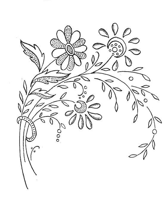 Цветочный орнамент для вышивки гладью