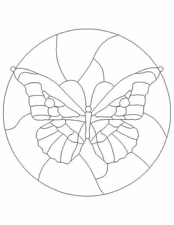 Витраж бабочка трафарет