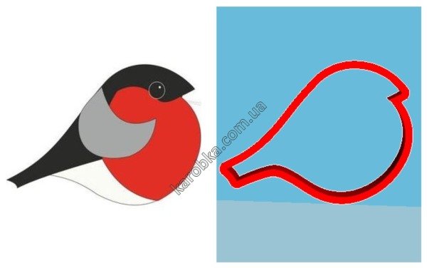 Снегирь рисунок трафарет для аппликации