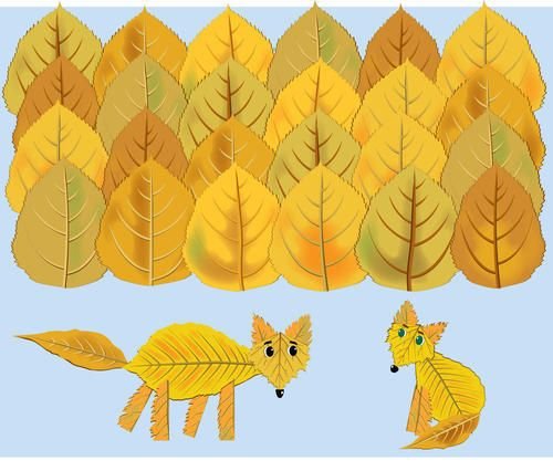 Аппликация из листьев