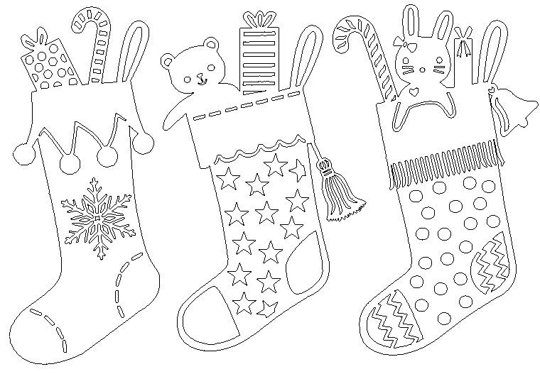 Новогодний носок трафарет