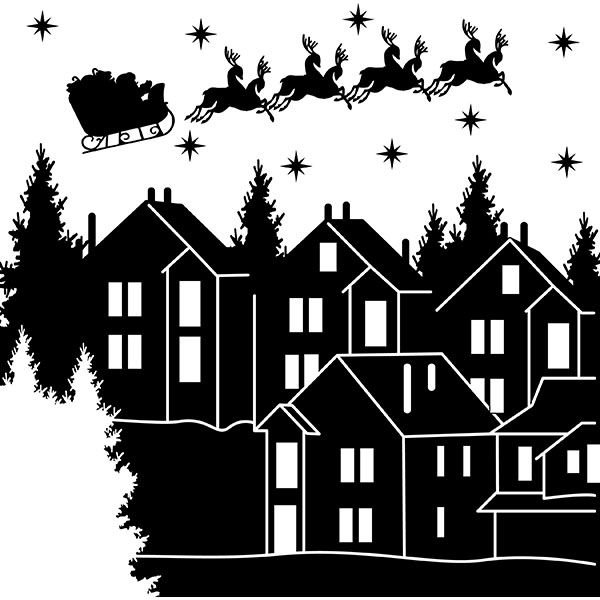 Силуэты домиков на окно