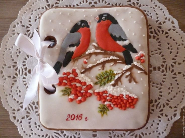 Снегирь пряник новогодний