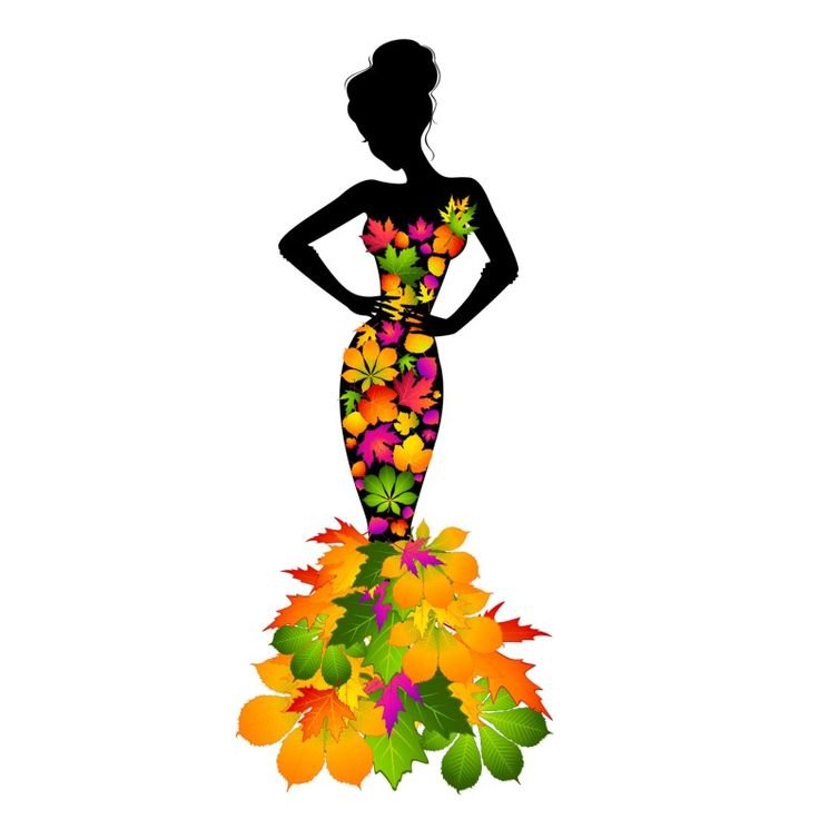 Силуэт девушки в платье из листьев