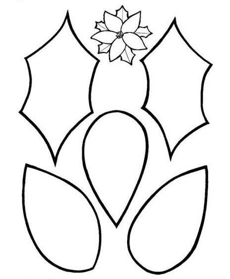 Цветы пуансеттии из фетра выкройка